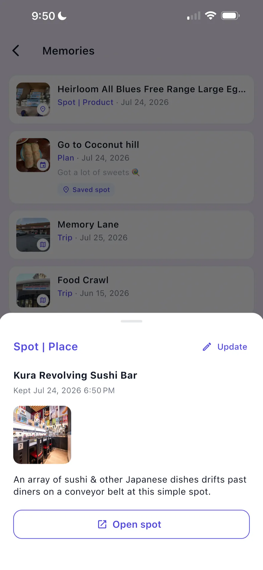Blinko Memories — kept spots, plans, and trips with notes and photos
